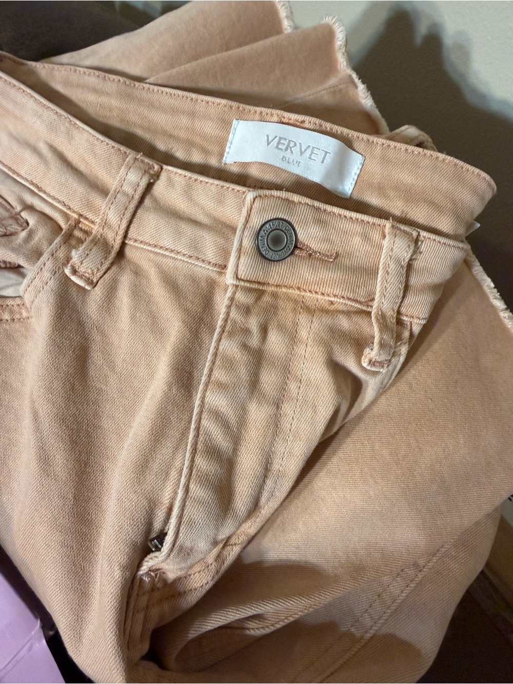 Women's Vervet High-Rise Wide Leg Jeans in Light Peach - Picture 8 of 9